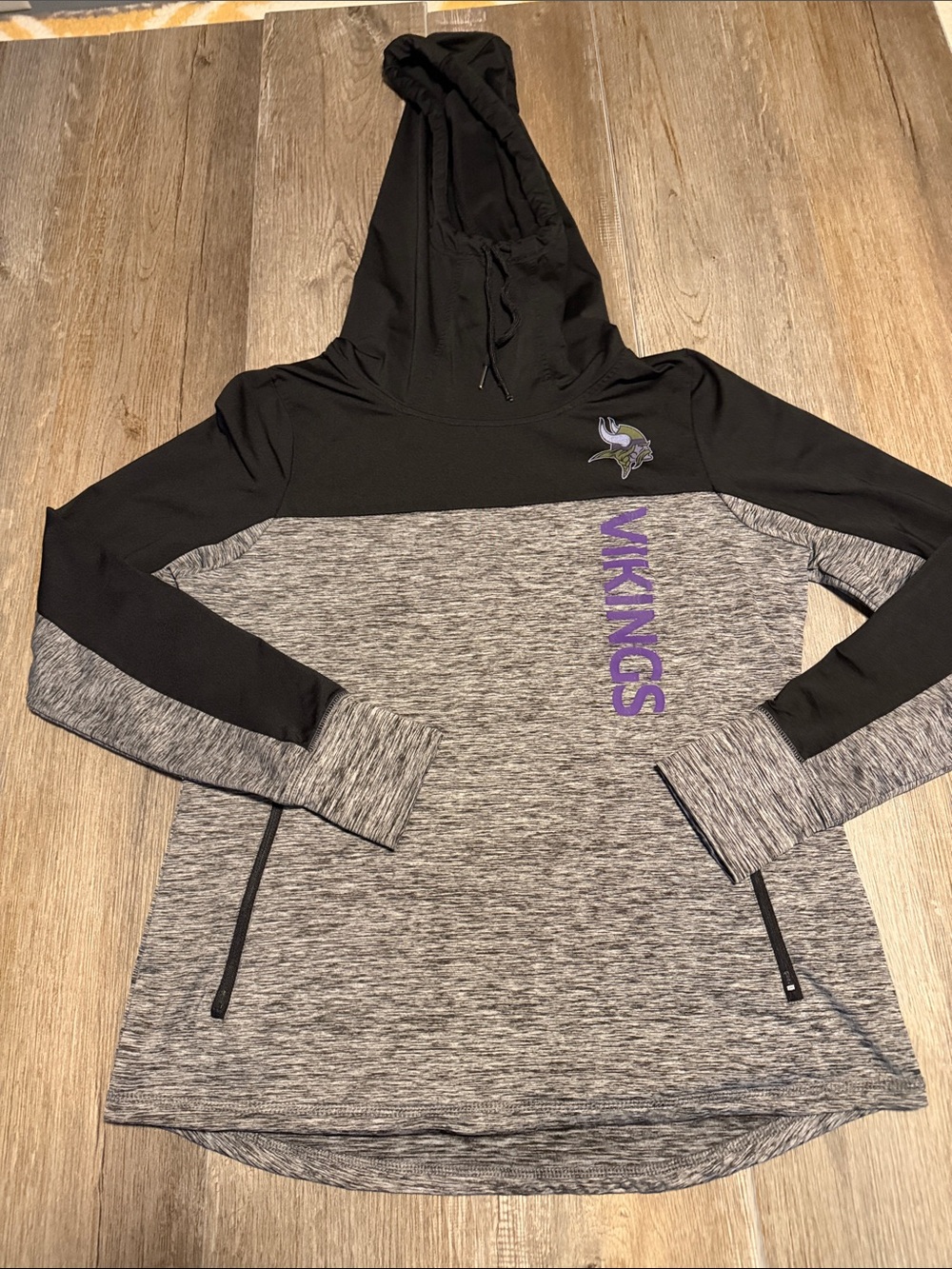 NFL Women’s Black & Gray Minnesota Vikings Pullover Hoodie with Purple Logo